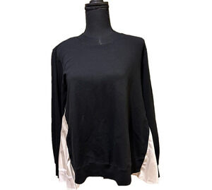 CLU BLACK WHITE AND CHAMPAGNE GOLD LONG SLEEVE TOP
